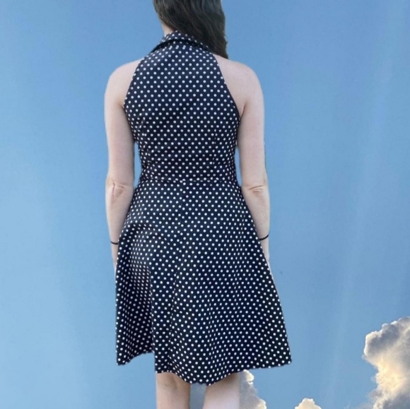BLACK AND WHITE POLKADOT VINTAGE STYLE DRESS EXCELLENT CONDITION SZ 9/10 - Picture 2 of 4